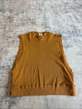 Sleeveless Ribbed Tank Top - Burnt Orange